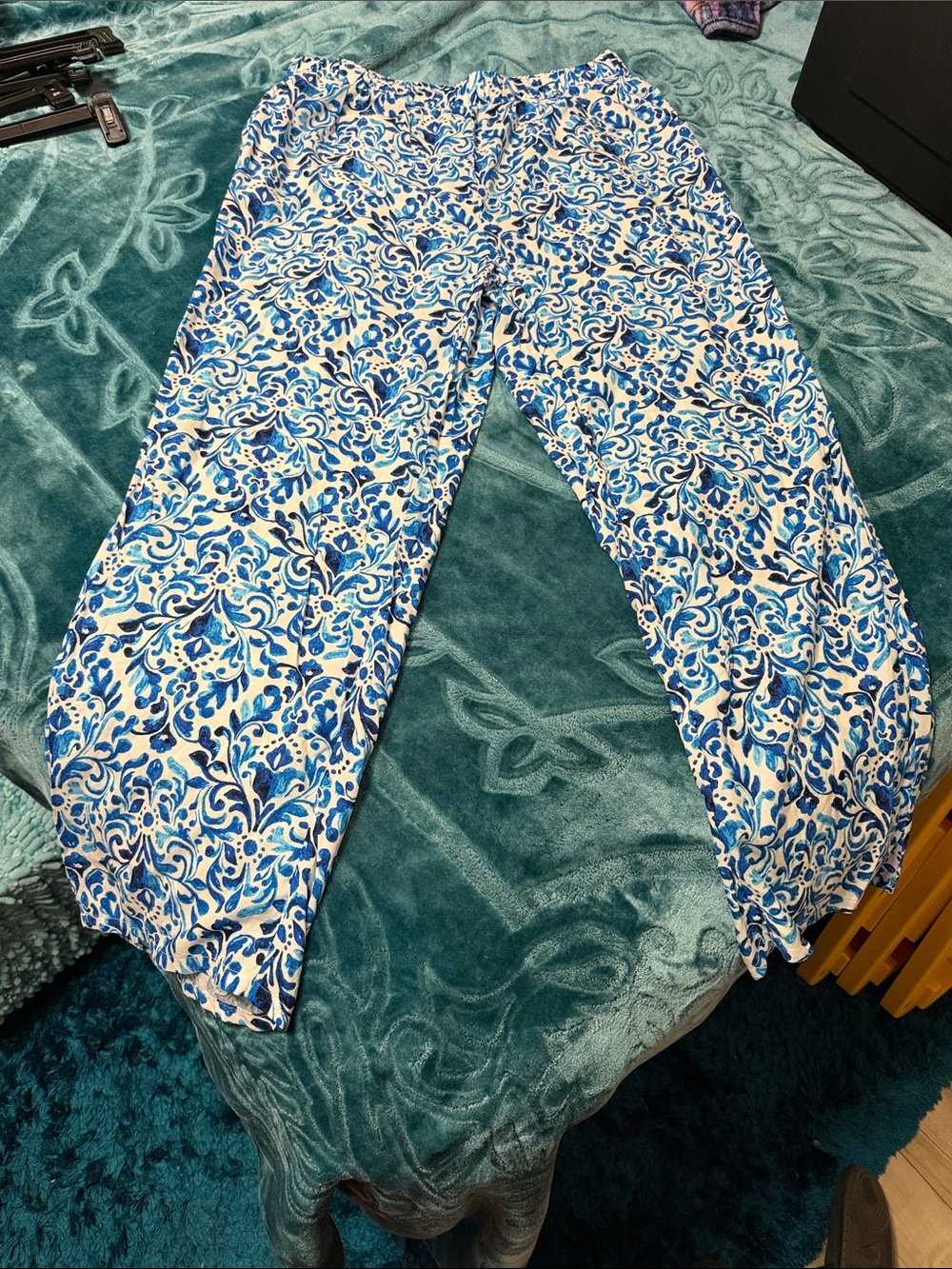 New Look Blue and White Wide Leg Pants